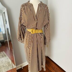Mustard Seed Brown and White Striped Dress